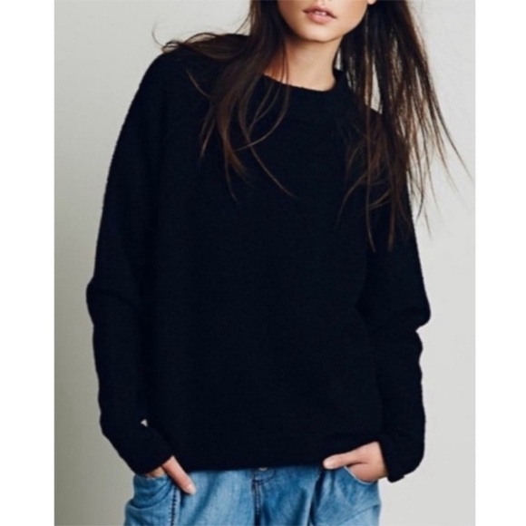 RARE Free People Bubble Crew Neck sweater in black oversized - Picture 10 of 11